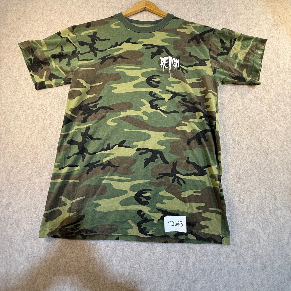 Rothco Reign Graphic‎ Camo T-Shirt Mens Large Green Woodland Camouflage Crewneck
